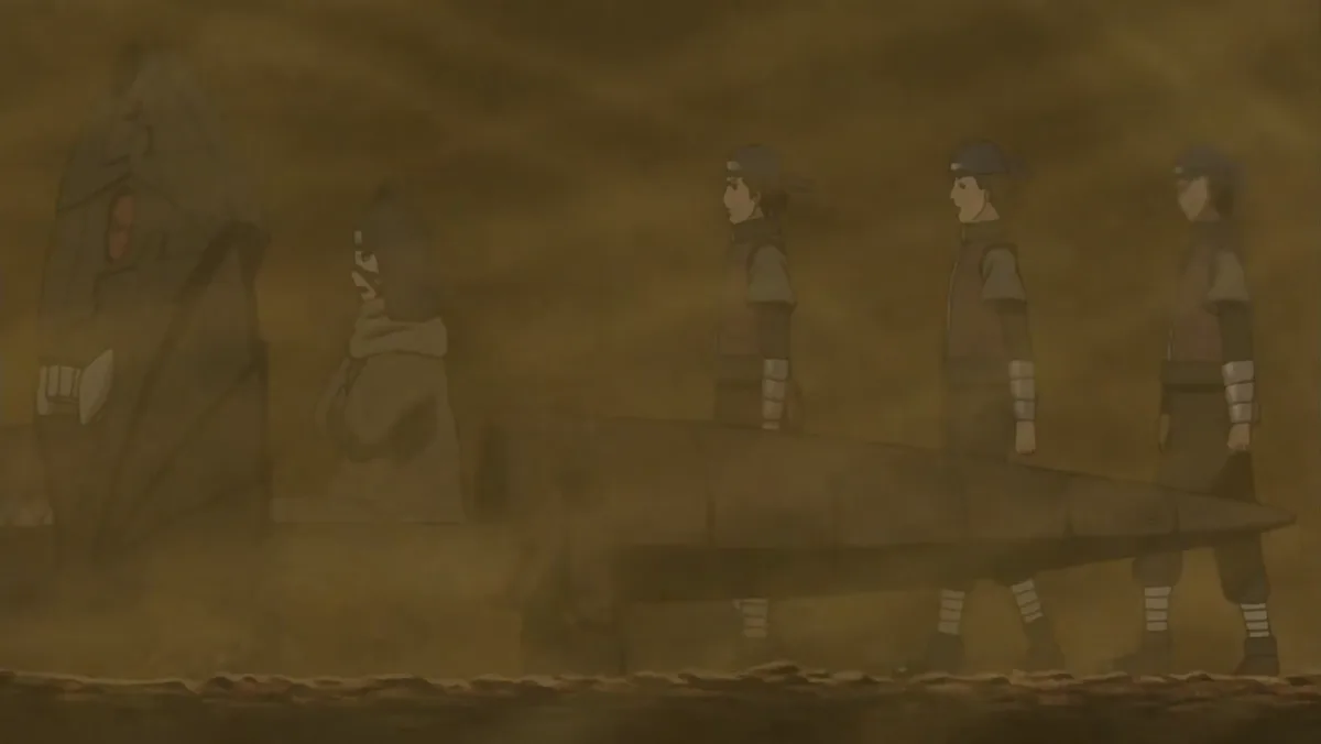 Канкуро выводит генинов в укрытие